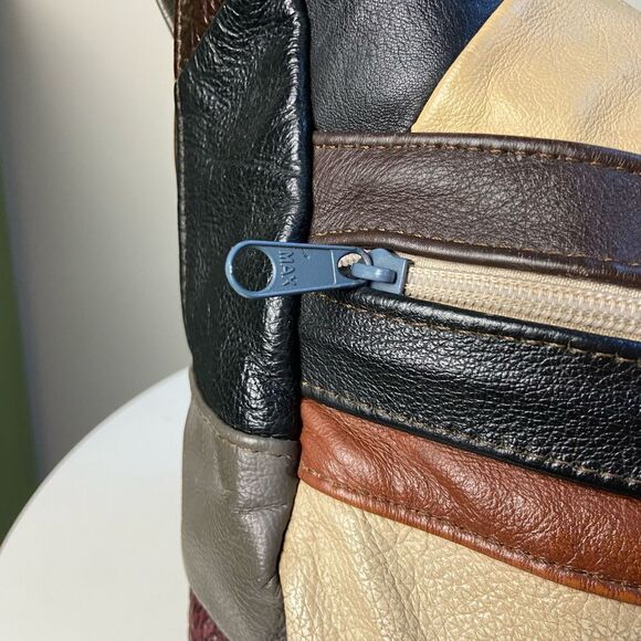 Retro VTG 70s Funky Functional Hippy Patchwork Leather Bag - Picture 5 of 11